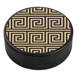 Griechisch Meander Key Squares Muster Brown Eishockey Puck