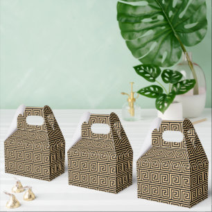 Griechisch Meander Key Squares Muster Brown Geschenkschachtel