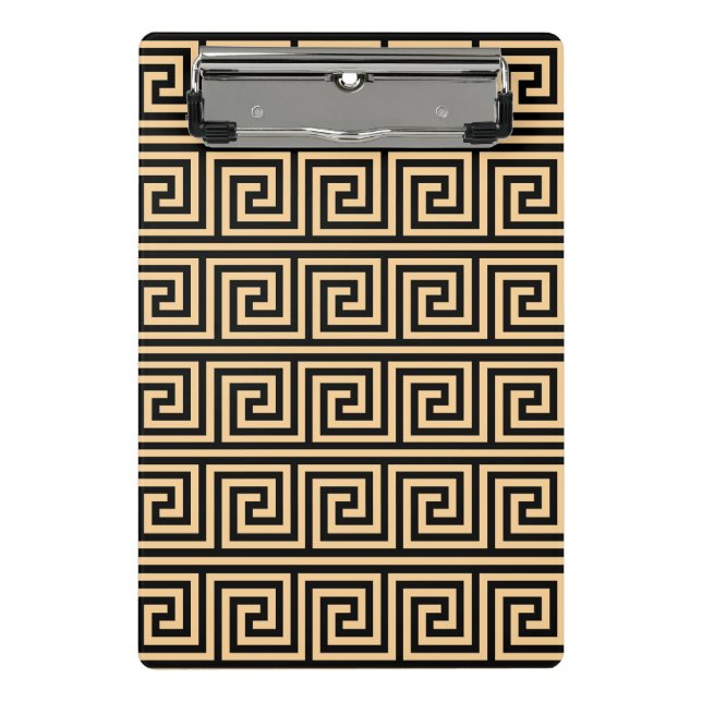 Griechisch Meander Key Squares Muster Brown Mini Klemmbrett (Vorderseite)