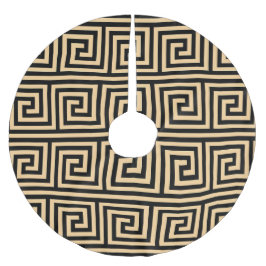 Griechisch Meander Key Squares Muster Brown Polyester Weihnachtsbaumdecke