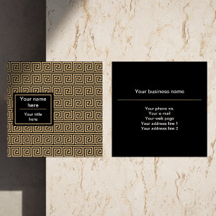 Griechisch Meander Key Squares Muster Brown Quadratische Visitenkarte