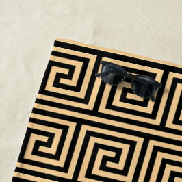 Griechisch Meander Key Squares Muster Brown Strandtuch
