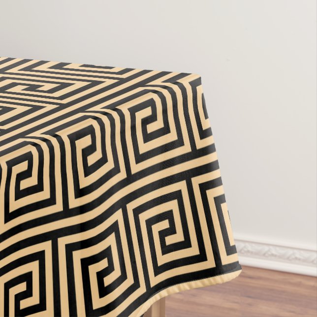 Griechisch Meander Key Squares Muster Brown Tischdecke (Beispiel)