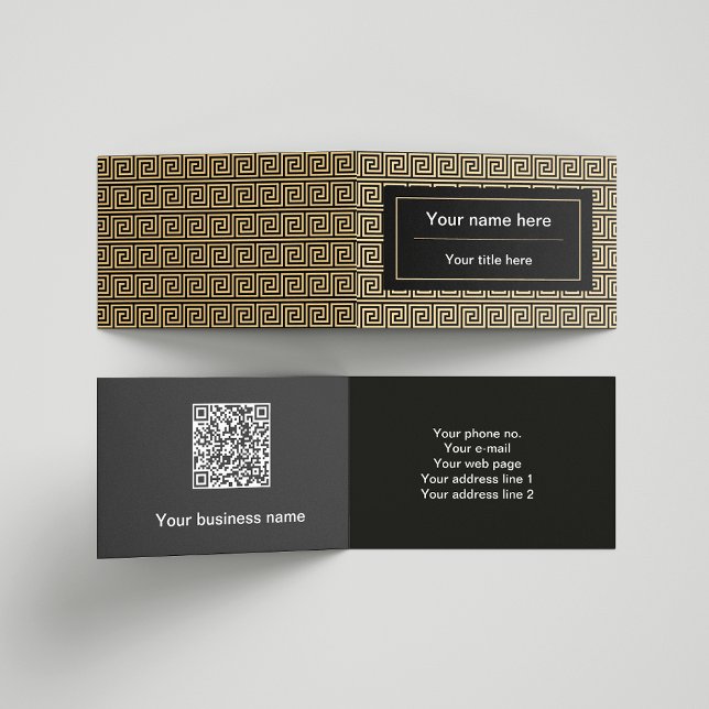 Griechisch Meander Key Squares Muster Brown Visitenkarten (Von Creator hochgeladen)