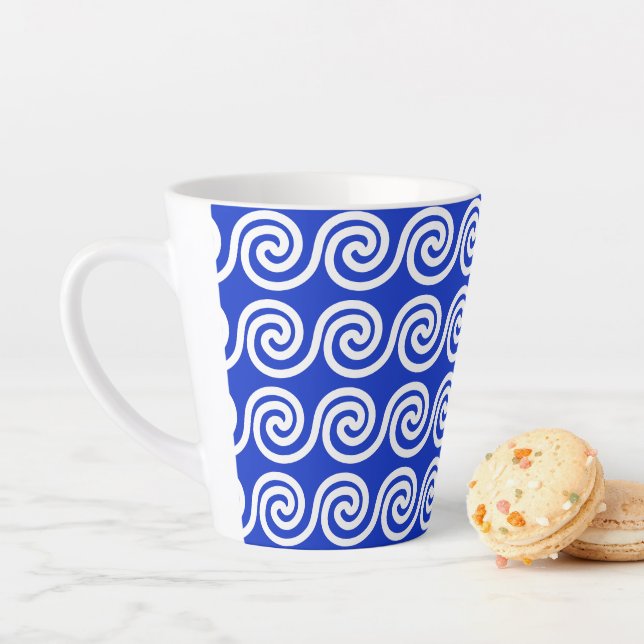 Griechisch Meander Key Waves Muster blau Milchtasse (Beispiel)