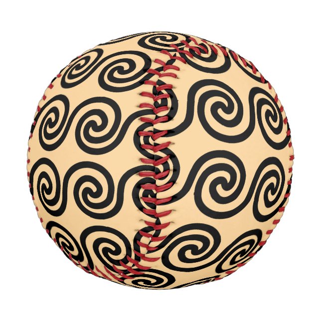 Griechisch Meander Key Waves Muster Brown Baseball (Schrägansicht)