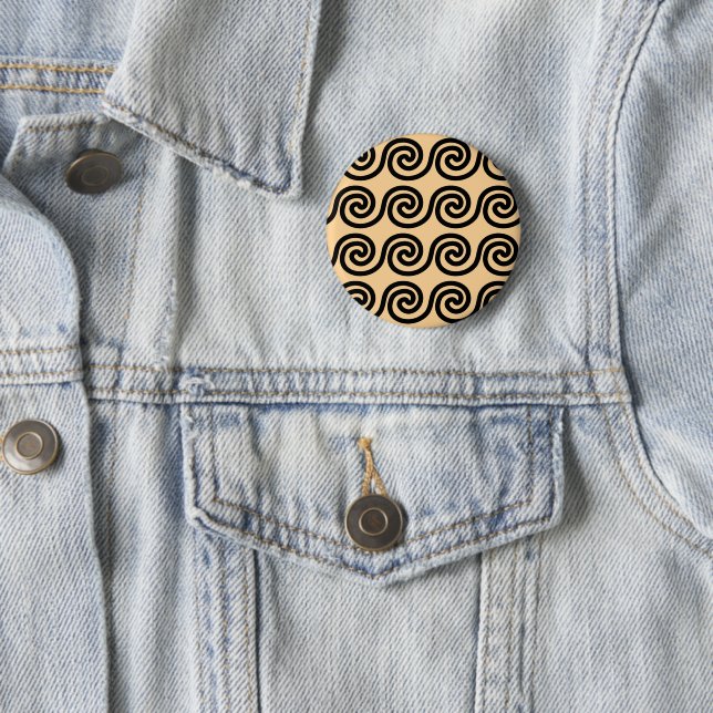 Griechisch Meander Key Waves Muster Brown Button (Beispiel)