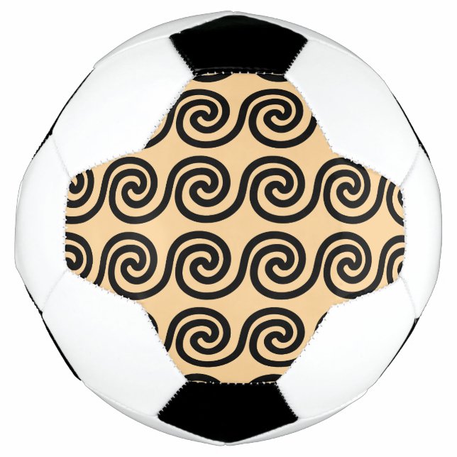 Griechisch Meander Key Waves Muster Brown Fußball (Vorderseite)