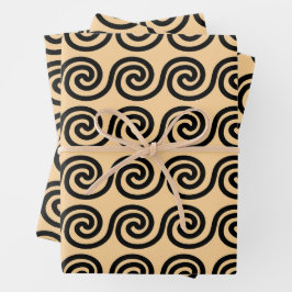 Griechisch Meander Key Waves Muster Brown Geschenkpapier Set