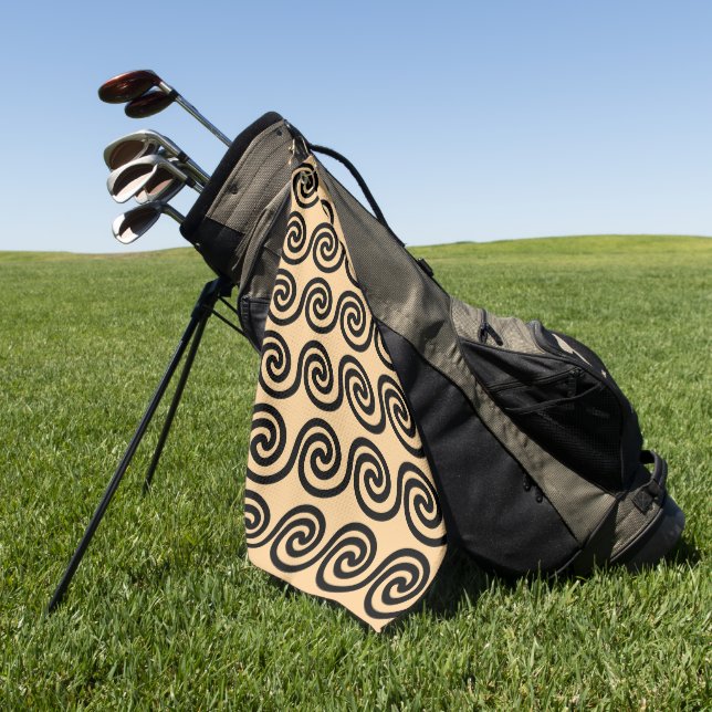 Griechisch Meander Key Waves Muster Brown Golfhandtuch (Gras)