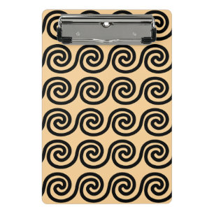 Griechisch Meander Key Waves Muster Brown Mini Klemmbrett