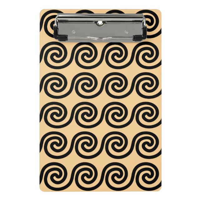 Griechisch Meander Key Waves Muster Brown Mini Klemmbrett (Vorderseite)