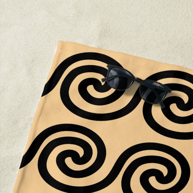 Griechisch Meander Key Waves Muster Brown Strandtuch (Beispiel)