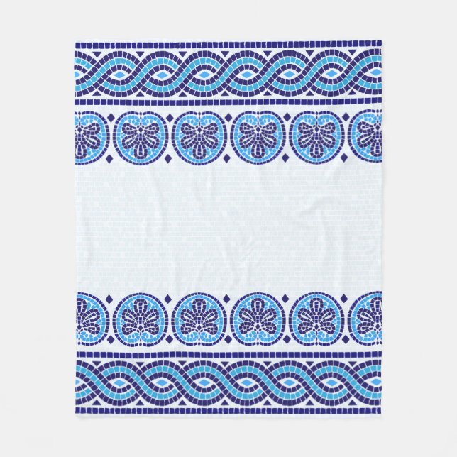 Griechisch-Mosaiksteinschmuck - Blauschattierungen Fleecedecke (Vorderseite)