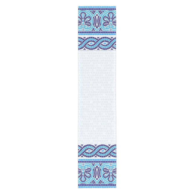 Griechisch-Mosaiksteinschmuck - Blauschattierungen Kurzer Tischläufer (Vorderseite)