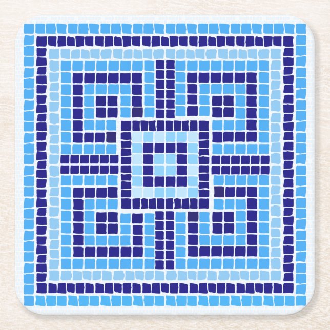 Griechisch-Mosaiksteinschmuck - Blauschattierungen Rechteckiger Pappuntersetzer (Vorderseite)