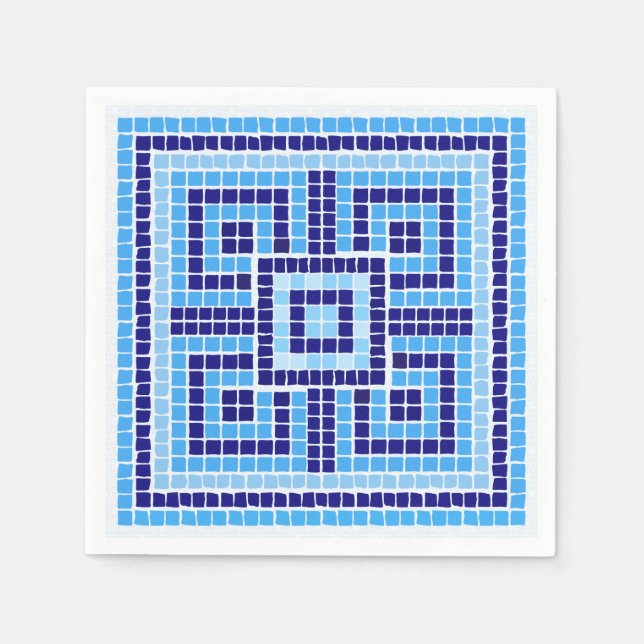 Griechisch-Mosaiksteinschmuck - Blauschattierungen Serviette (Vorderseite)