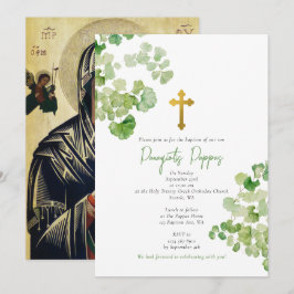 Griechisch-orthodoxe Christening Taufbecken Grüne Einladung