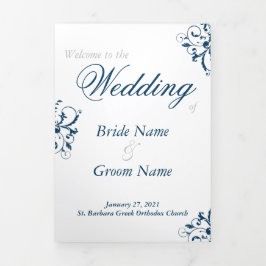 Griechisch-orthodoxe Hochzeitsprogramm Dreifach Gefaltete Ankündigung