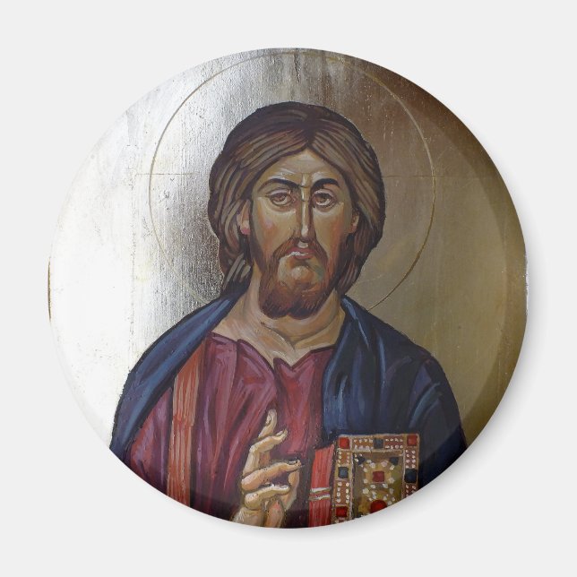 Griechisch-orthodoxe Ikone Christi Pantokrator Magnet (Vorne)