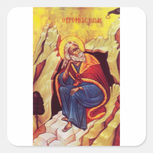 Griechisch-orthodoxe Ikone des Propheten Elija Quadratischer Aufkleber
