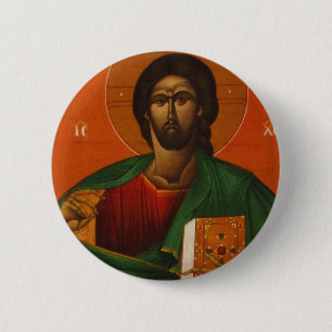 GRIECHISCH-ORTHODOXE IKONE JESUS CHRISTUS BUTTON