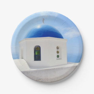 Griechisch-orthodoxe Kirche in Santorini Insel, Pappteller