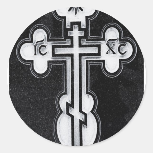 griechisch-orthodoxe Kreuz Runder Aufkleber (Vorderseite)