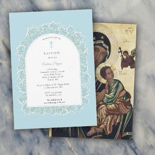 Griechisch-orthodoxe Taufe Brautschleier Blau Jung Einladung