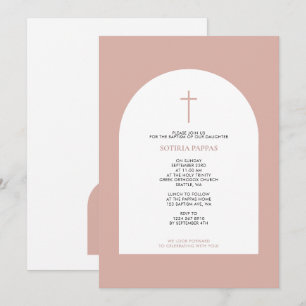 Griechisch-orthodoxe Taufe Girl Pink Arch Einladung