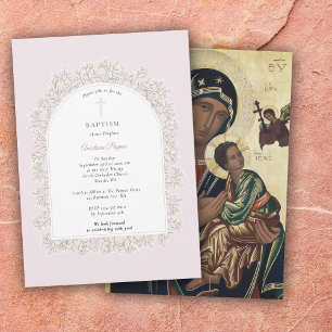 Griechisch-orthodoxe Taufe rosa Mädchen Atem des B Einladung