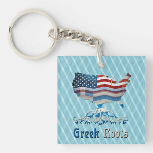 Griechisch Roots American Map Keyring Schlüsselanhänger