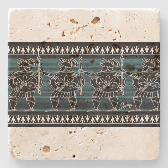 Griechisch-Schwarze Uhr Steinuntersetzer (Vorderseite)