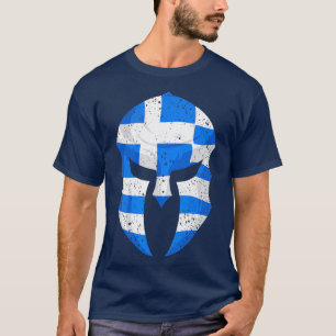 Griechisch Spartan Helmet Flag Geschenk für Männer T-Shirt