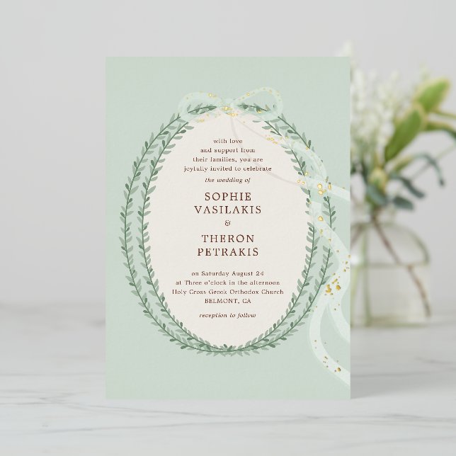 Griechisch Stefana Folieneinladung (Stehend vorne)