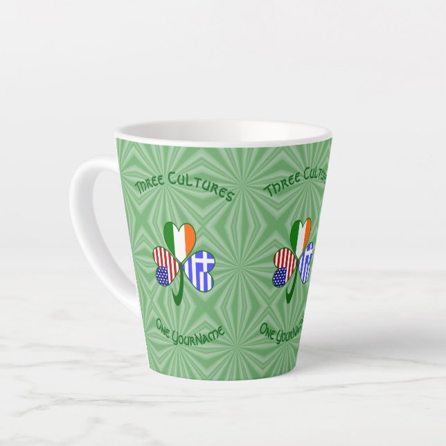 Griechisch-USA-Flaggen-Kleeblatt Personalisiert Milchtasse (Linke Ecke)