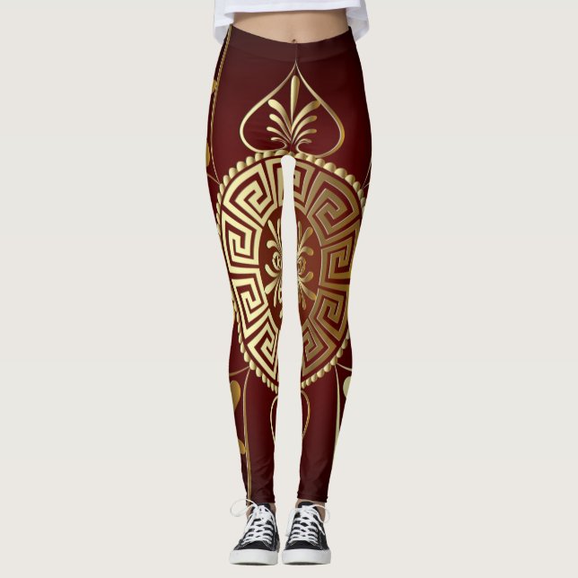 Griechisch-wichtige Leggings Burgund (Vorderseite)