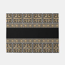 Griechisch zerbrochene Tile-Mosaik-Schwarz und Gol Fußmatte