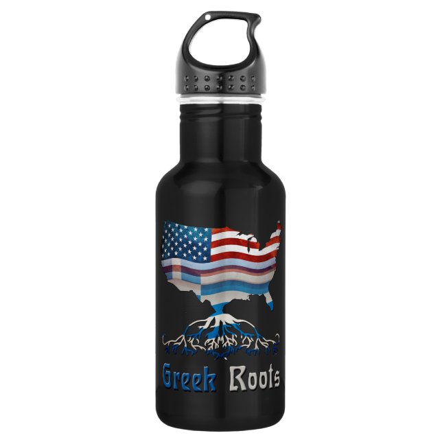 Griechische amerikanische Flaggen Edelstahlflasche (Vorderseite)