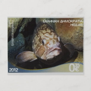 Griechische Briefmarke Dusky Grouper Postkarte