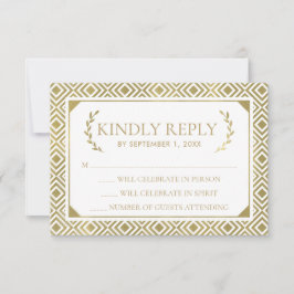 Griechische Elegance Wedding RSVP Card, Gold Einladung