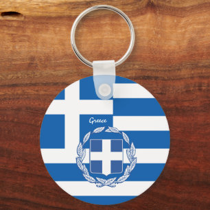 griechische Flagge, Emblem & Griechenland Urlaub / Schlüsselanhänger