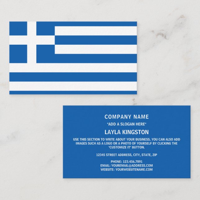 Griechische Flagge, Flagge Griechenlands Visitenkarte (Vorne/Hinten)