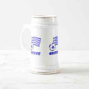 Griechische Flagge Fußball und Griechenland Bierglas