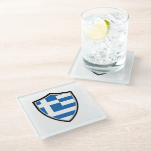 griechische Flagge Glasuntersetzer