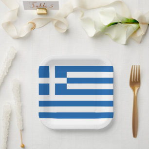 Griechische Flagge Griechenland Blaues Weißbuch Ne Pappteller