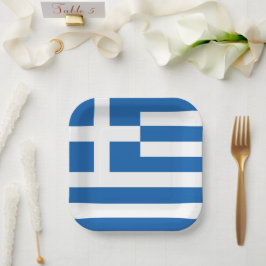 Griechische Flagge Griechenland Blaues Weißbuch Ne Pappteller