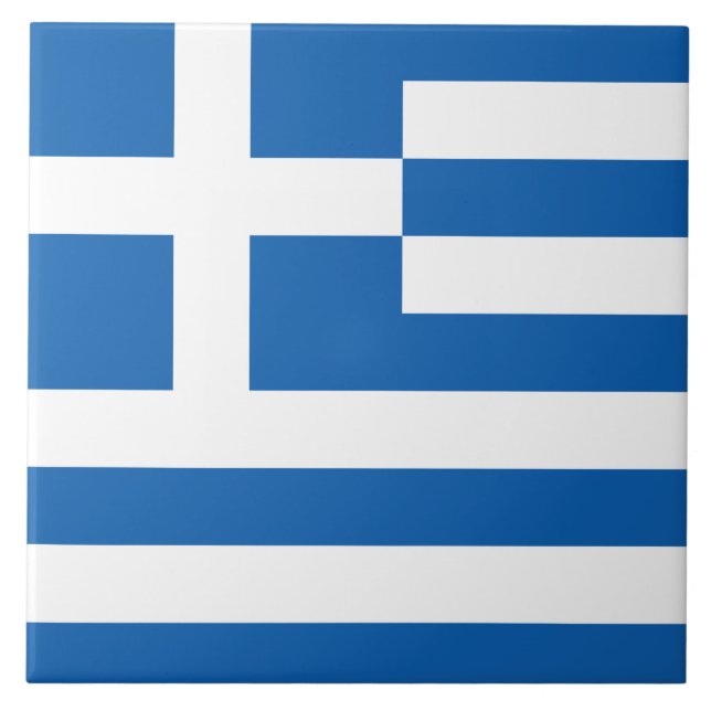 Griechische Flagge (Griechenland) Fliese (Vorderseite)