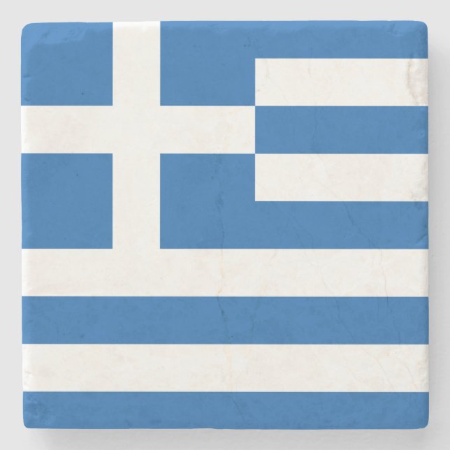 Griechische Flagge (Griechenland) Steinuntersetzer (Vorderseite)