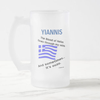 Griechische Flagge Hellas Blood und Ouzo Mattglas Bierglas